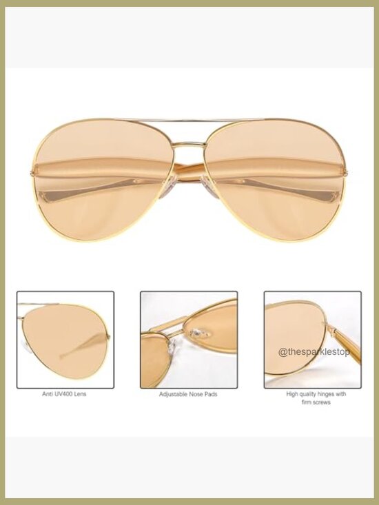 Metal Oversized Aviator Sunglasses with UV Protection main image 6